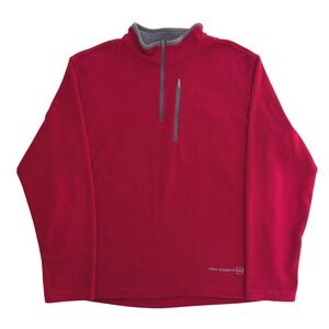 Free Country Mens Large Red Quarter Zip Fleece Pullover Jacket Chest Pocket L